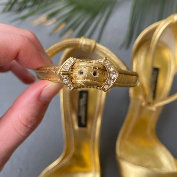 Dolce & GABBANA Keira Baroque DG Metallic Gold Heel Sandal Size 6 / 36 - Picture 13 of 16